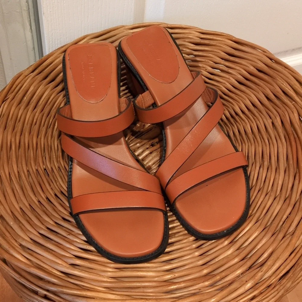 Everlane Orange Leather Heeled Strappy Sandal Womens 8 - Picture 2 of 7